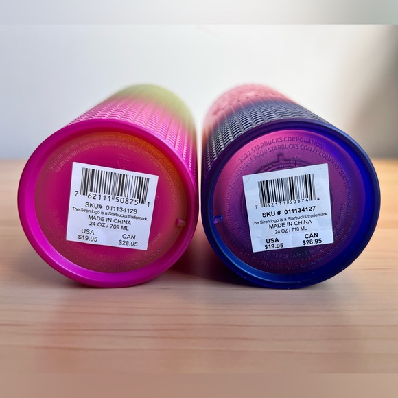 NWT Starbucks Strawberry Lemonade Ombre Disco Grid Summer 2022 Venti Tumbler - Picture 5 of 9